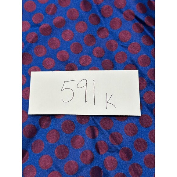 Silk Polka Dot Square Scarf Blue Burgundy Lightweight Shawl Neck Wrap Retro - Picture 6 of 7